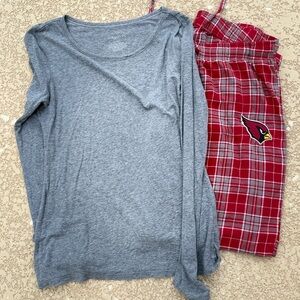 NFL Gray and Red Plaid Women Pajama Set